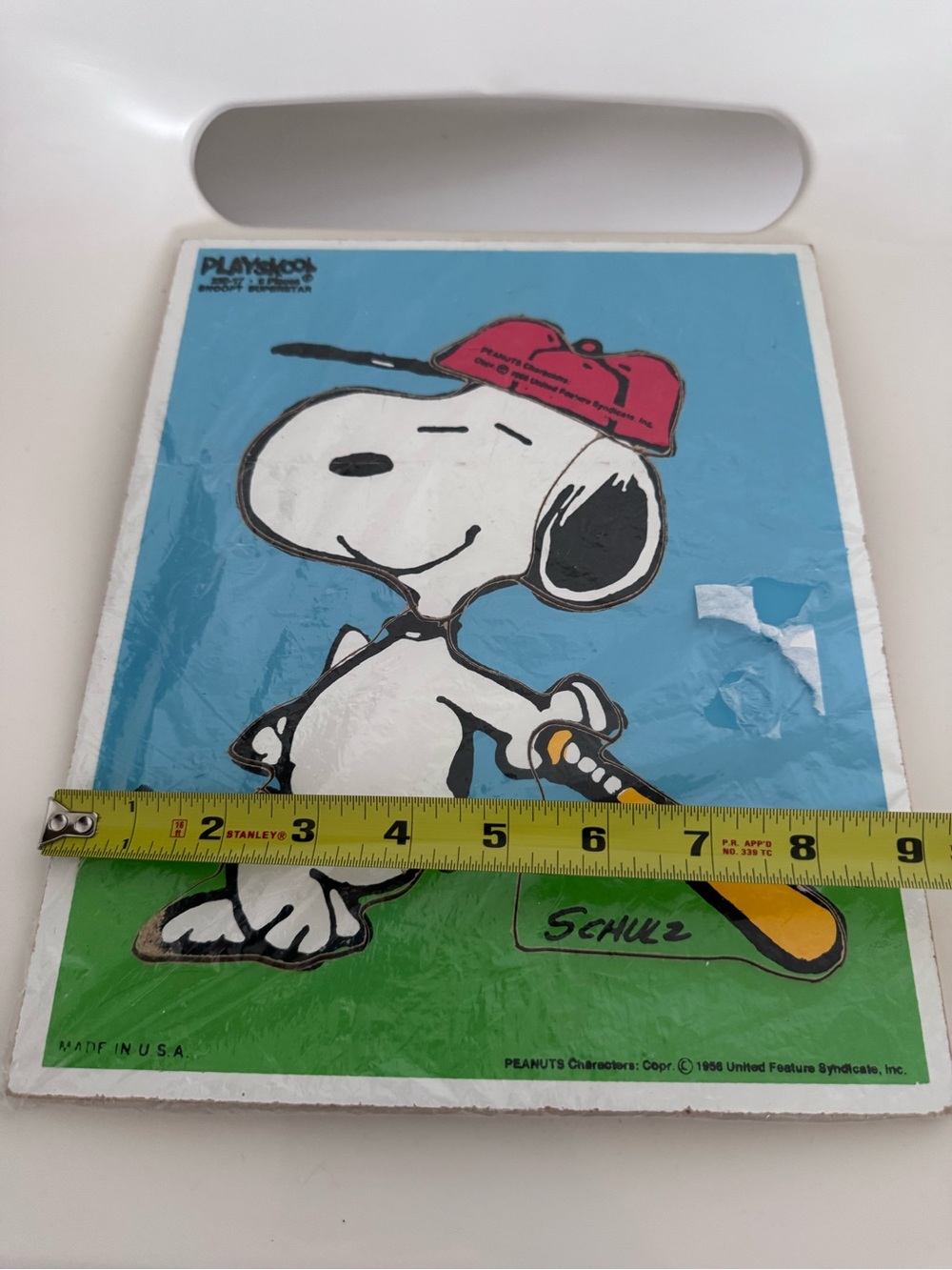Vintage Playskool Snoopy Baseball Puzzle Peanuts Nursery Decor Retro Toy USA - Picture 4 of 7